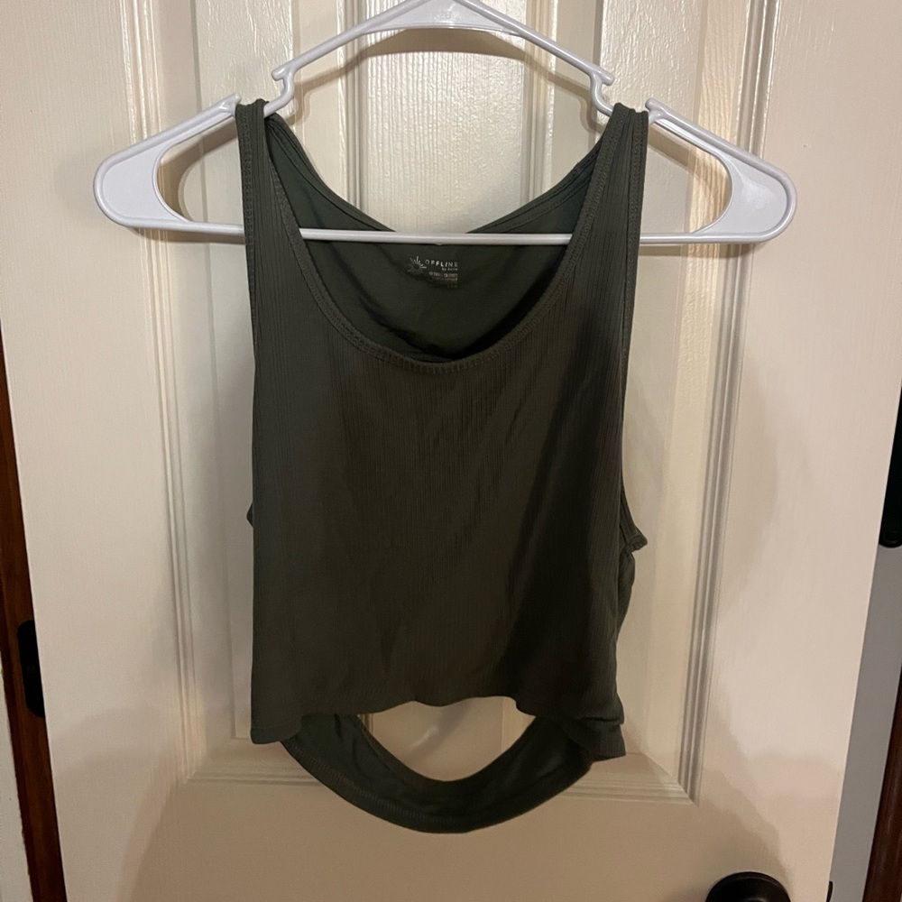 Aerie Olive Green Sleeveless Workout Top